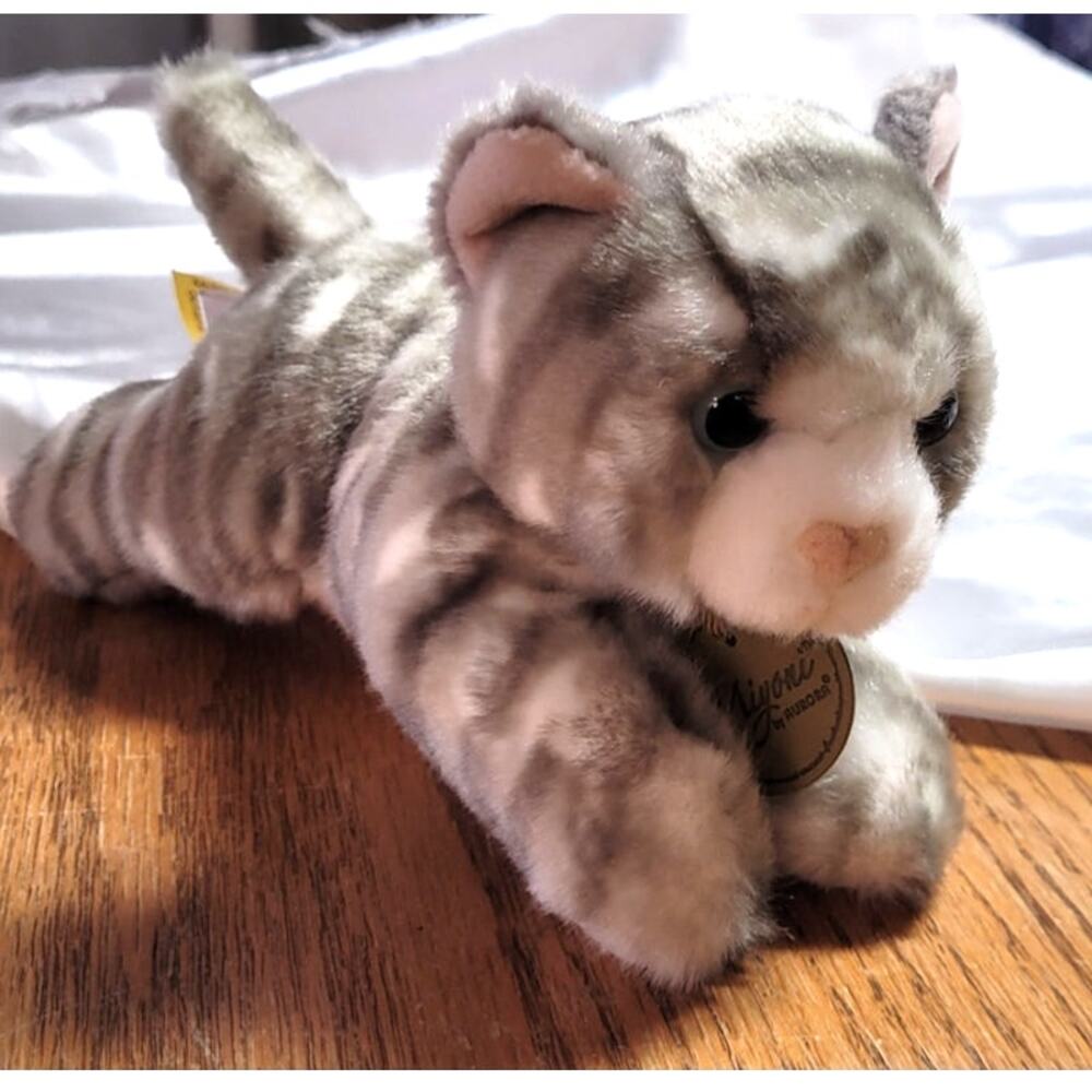 Aurora Miyoni Gray Tabby Kitten Cat Stuffed Animal Plush 7.5" Realistic NWT